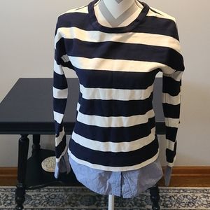 J. Crew sz xs shirt sweatshirt with faux shirt WT75